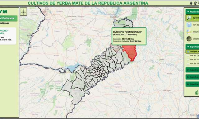 El INYM creó el primer mapa interactivo de yerba mate de la Argentina